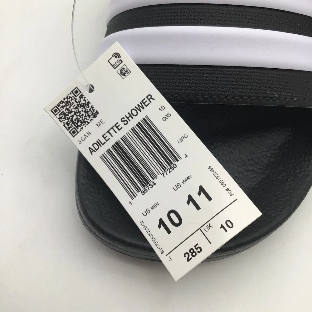 Adidas Adilette Shower Men Black White 3-Stripes Slides GZ5922 Size 10 NEW